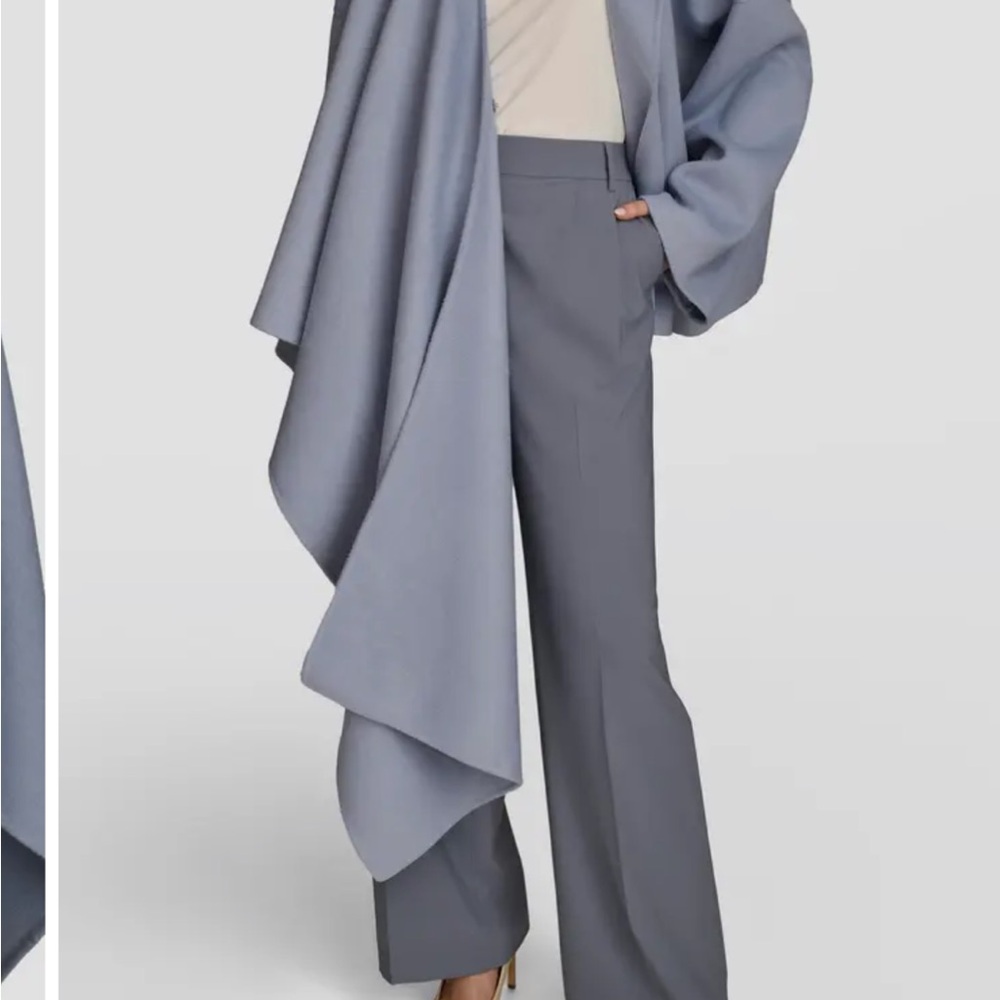 Donna Karen New York Baby Blue Wool Blend Wrap Cape XL - Picture 5 of 11